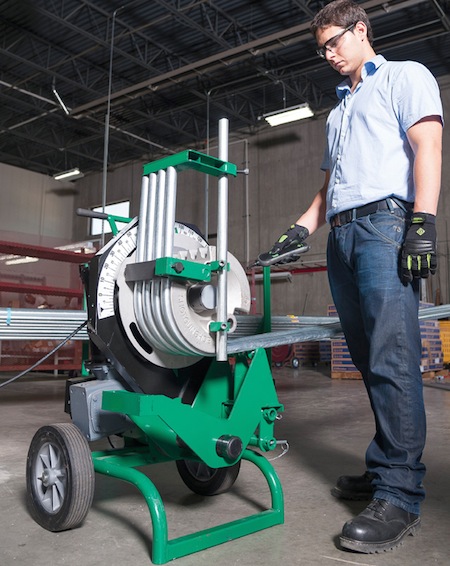 electrician apprentice bending conduit