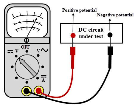 a digital multimeter measuring dc circuit